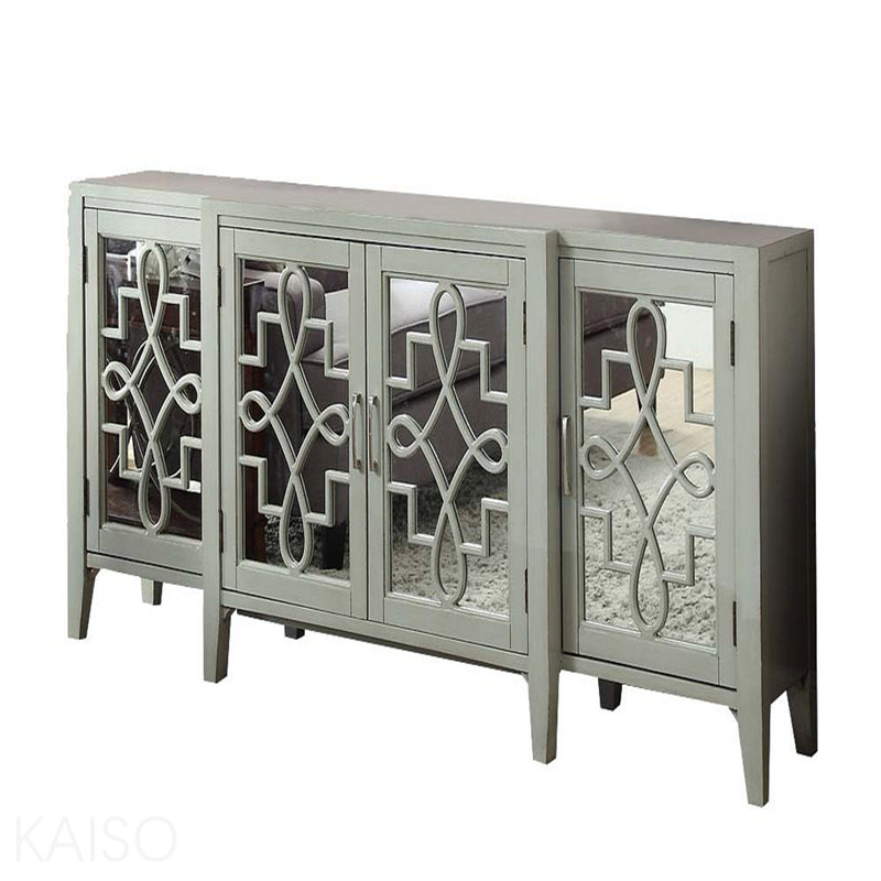 Antique Gray Finish Console Cabinet