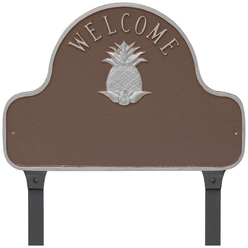 2-Line Lawn Address Sign, Gray/White, Yes