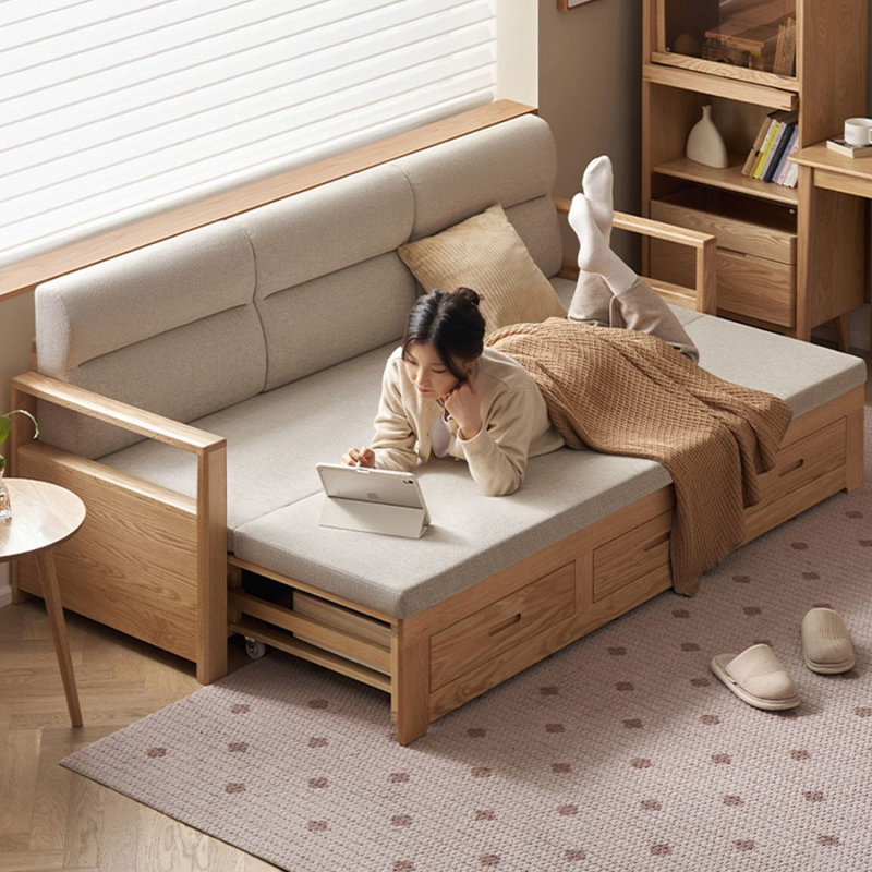 82.05" Beige Polyester Standard Sofabed cushion couch