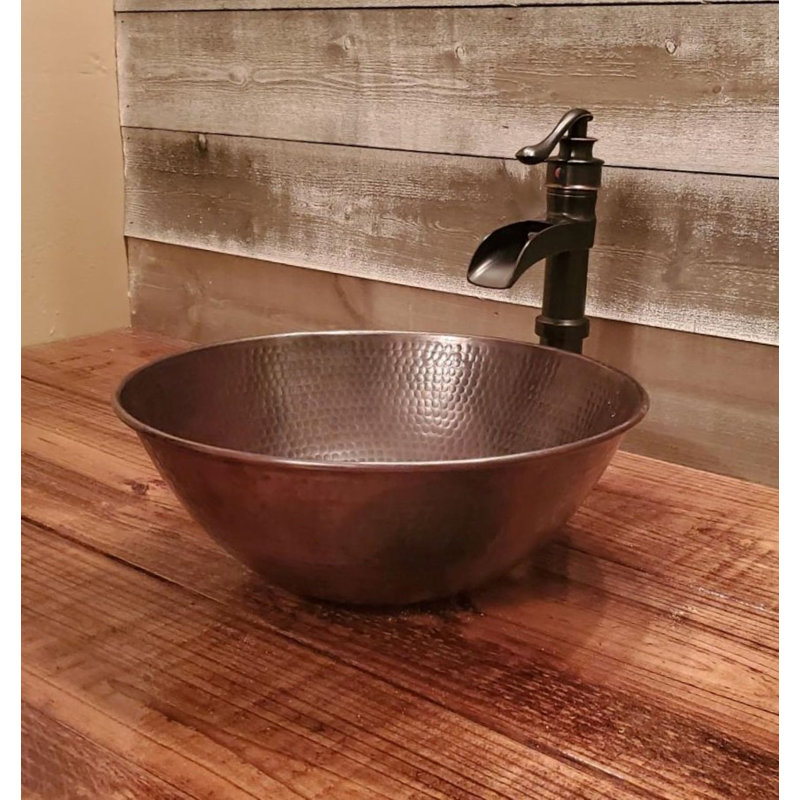 14" Round Copper Vessel Bathroom Sink--Handmade