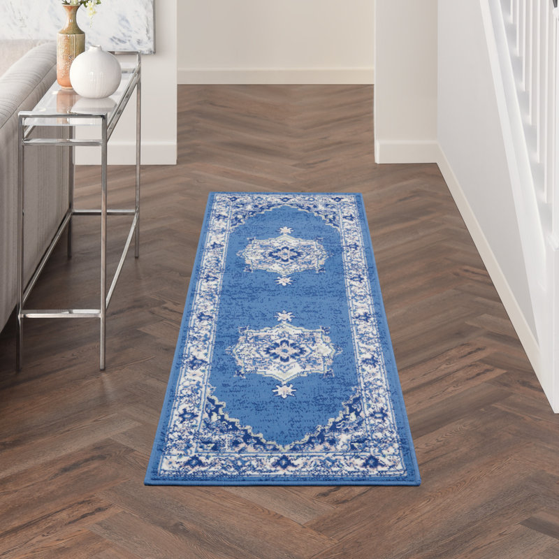Tapis bleu marine Harriet, Tapis de couloir 2 pi x 6 pi