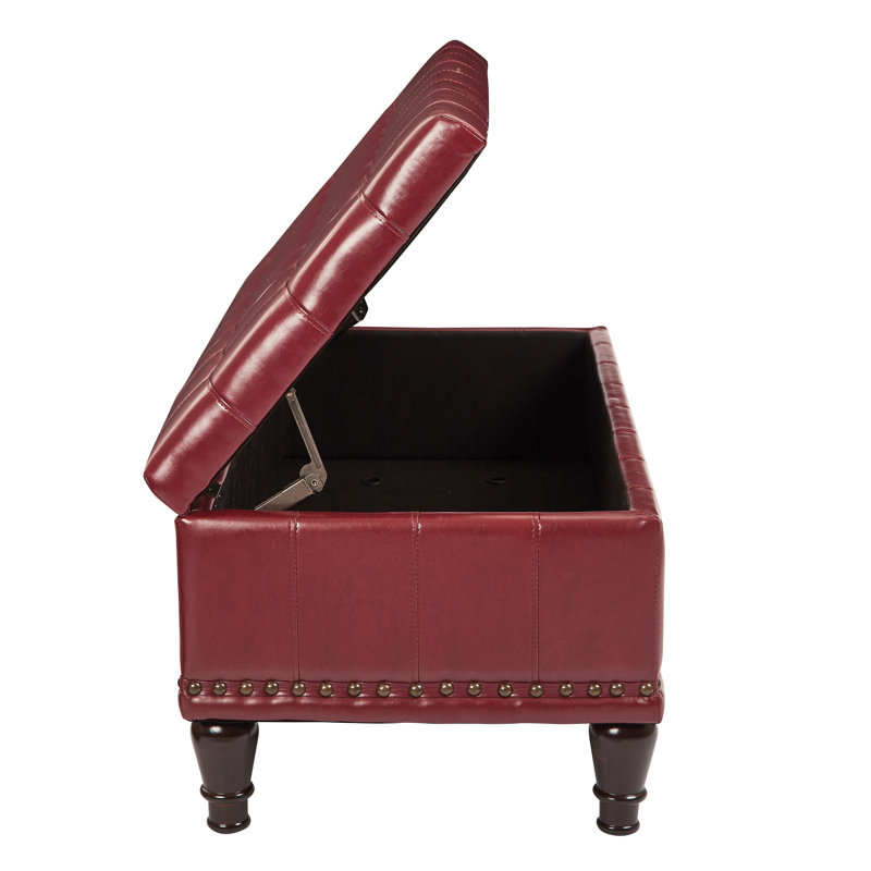 Jonson Faux Leather Ottoman, Crimson Red