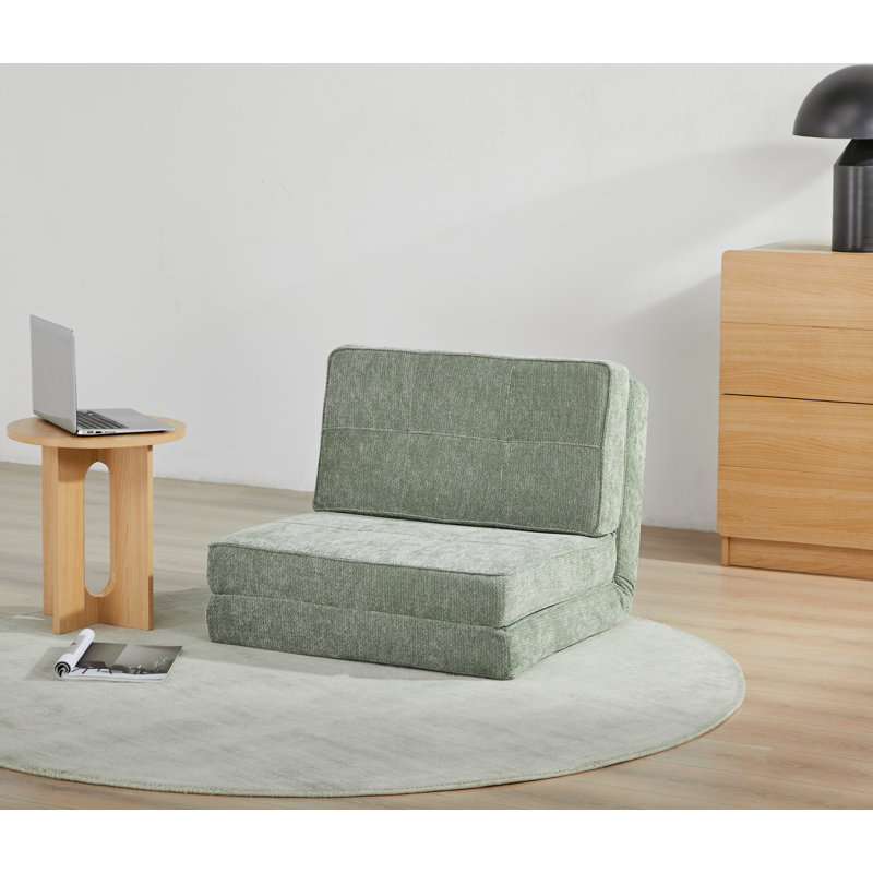 Cube Style Convertible Folding Sofa Bed, Multi-Position Adjustable Floor Sofa, High-Density Foam Sleeper Chair, Green