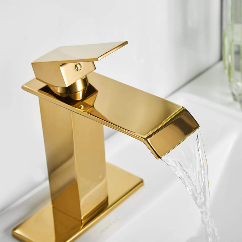 Robinet pour salle de bain à un trou Almeta, Doré, Oui