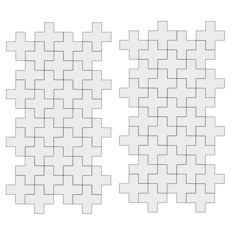 Décalcomanie murale à motifs croisés suisses, Blanc, H 3 po x l 3 po x P 0,01 po