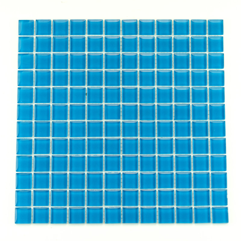 Torch Song 1'' W x 1'' L Glass Tile Mosaic Sheet, Peacock