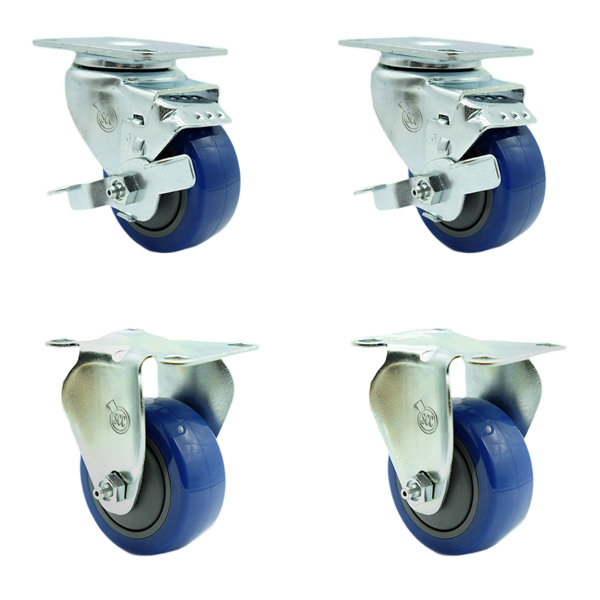 Service Caster 4 Piece Polyurethane Caster Set | Wayfair