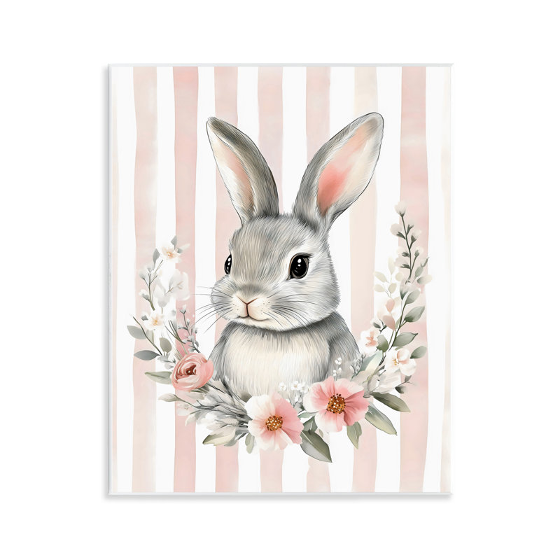 Plaque murale rose à motif de lapin de chambre de bébé, design par Arlington Prints