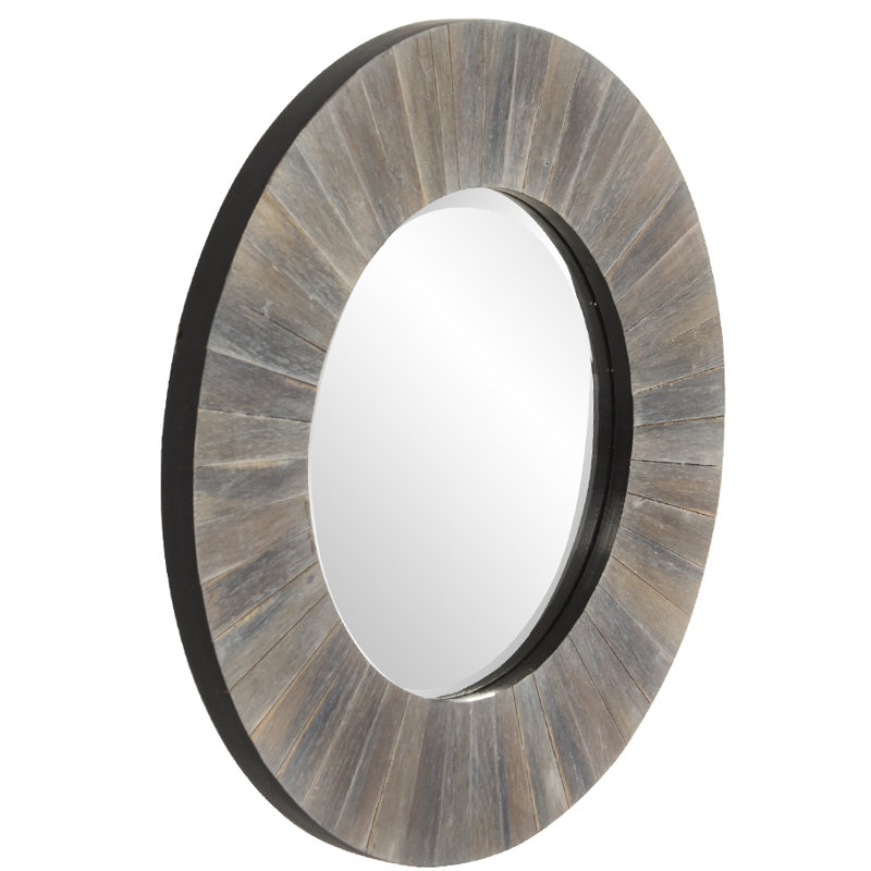 Mourya Solid Wood Round Mirror