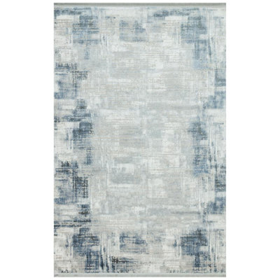 Abstract Machine Woven Rectangle 6'7"" x 9'6"" Acrylic Indoor / Outdoor Area Rug in Blue -  17 Stories, 457DF2FB217F448EB85A711F692F1AEA