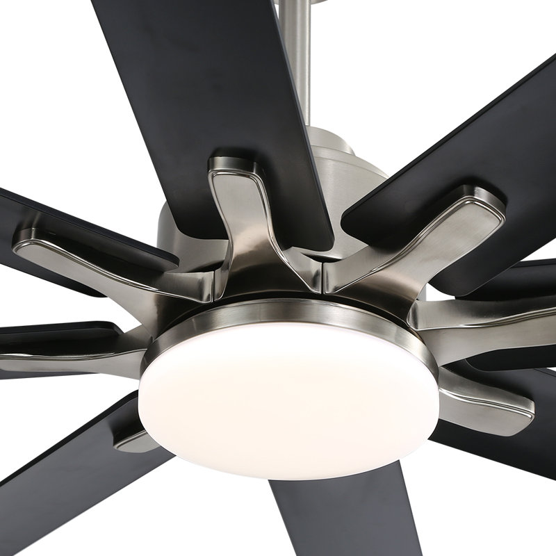 168cm Ceiling Fan with LED Lights, Nickel