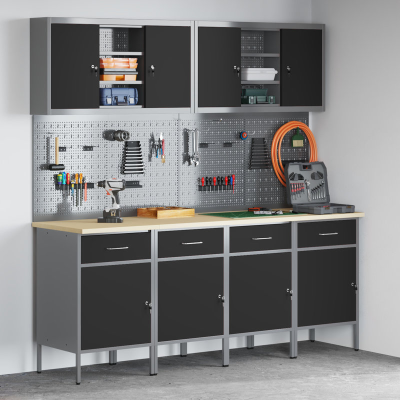 Work Cabinet with Drawer, Black