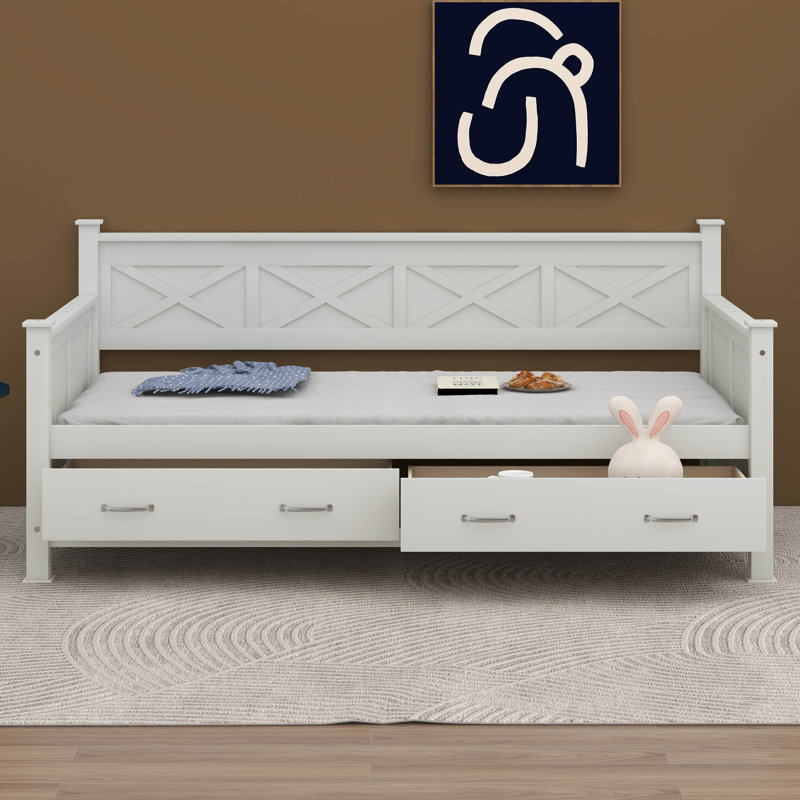 Eford Twin Size Daybed with 2 Large Drawers, White