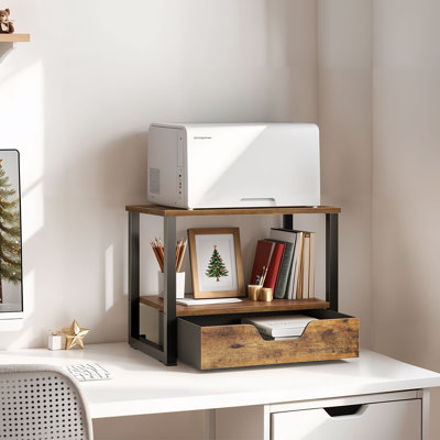 Table d'imprimante de bureau à 2 niveaux avec tiroir