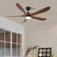Portée des pales: 52 po Ventilateur de plafond à DEL avec ensemble d'éclairage et télécommande-373740112