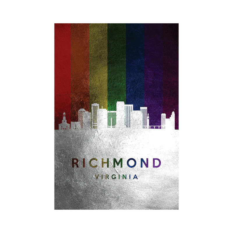 Richmond Virginia Spectrum Skyline by Adrian Baldovino - Wrapped Canvas Print, 20.32 cm H x 30.48 cm W