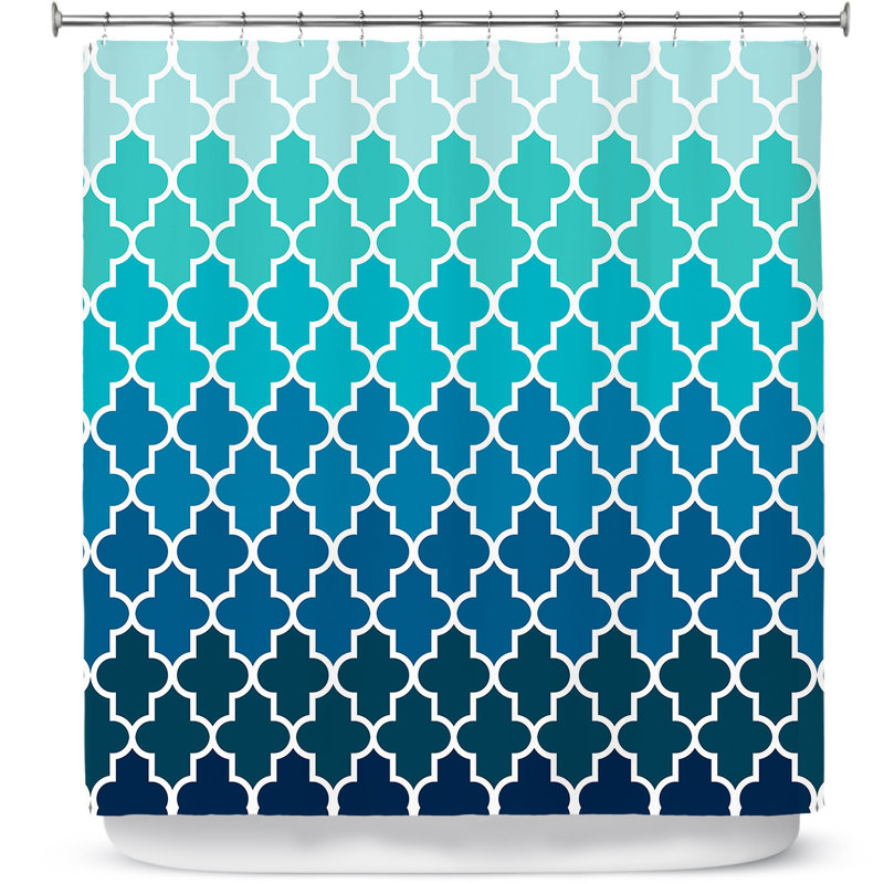 Lucchesi Aqua Ombre Quatrefoil Single Shower Curtain
