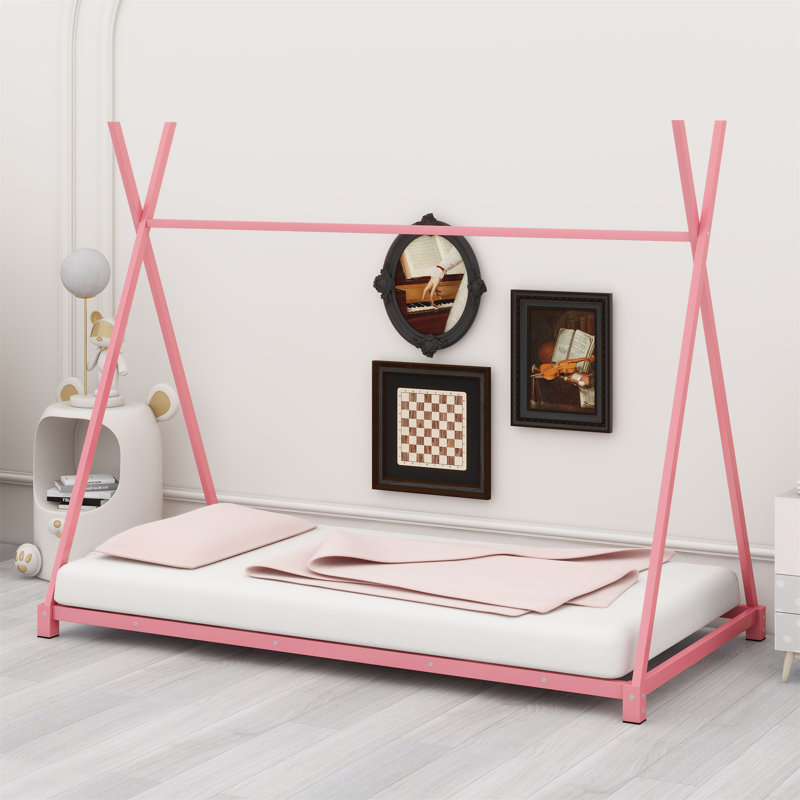 Metal House Platform Bed With Triangle Structure
