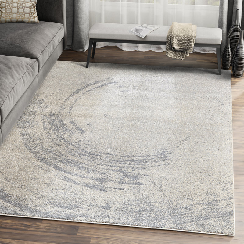Tapis gris tissé à la machine Patterson, Rectangle 5 pi 3 po x 7 pi 6 po
