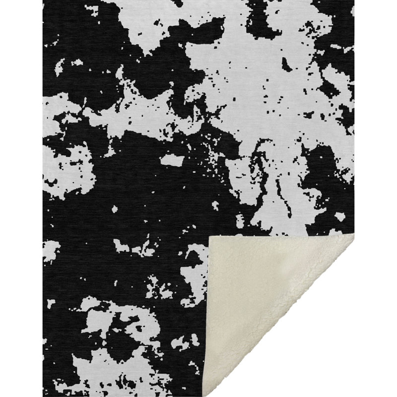 Jeté Sherpa ASB897 moderne lavable à la machine Addison, Abstrait, Noir