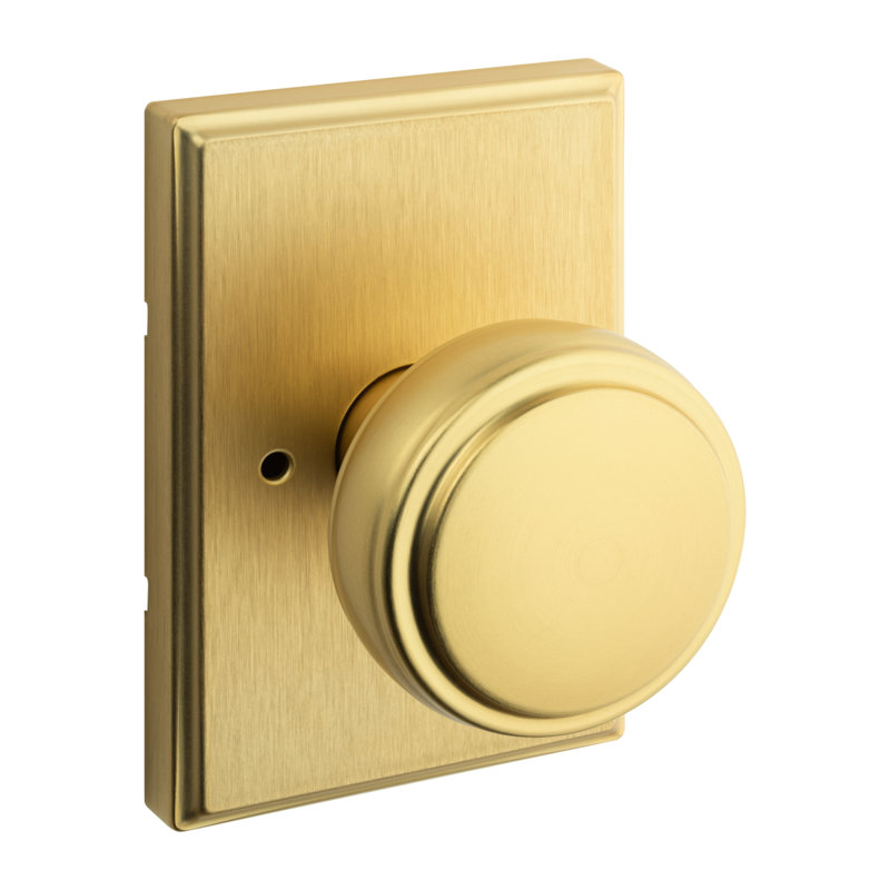 Sora Bed/Bath Knob w/ Rectangular Rose , Satin Brass