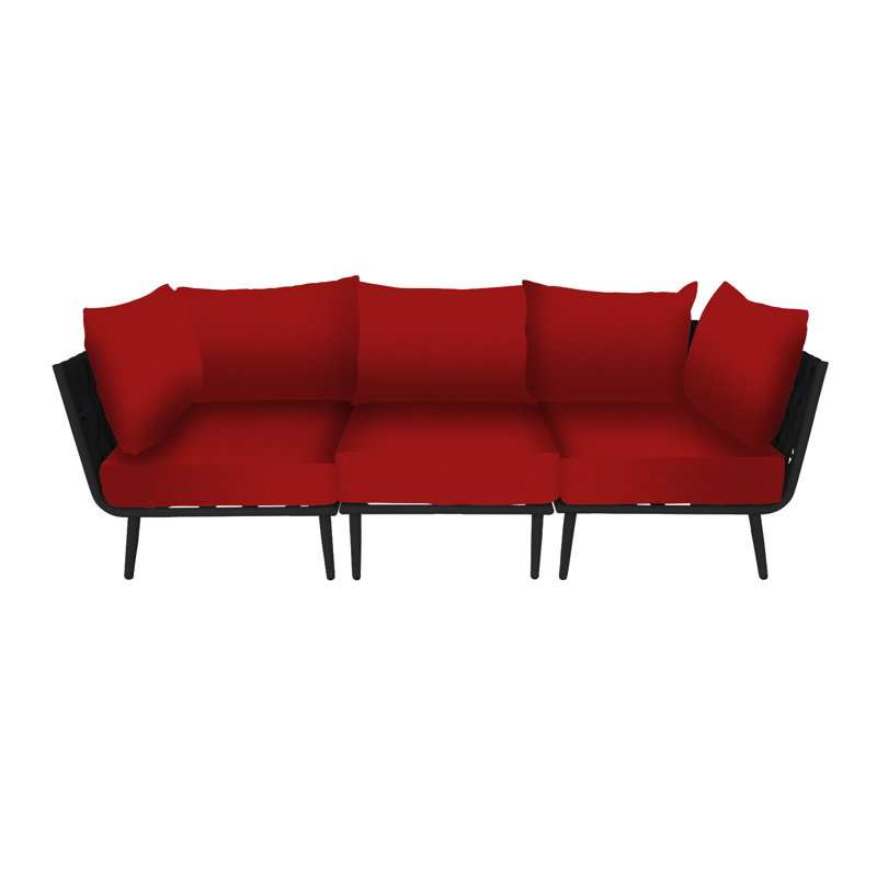 Cayman Sofa, Black, Dark Red