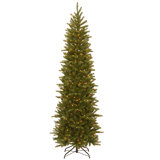 Slender Green Realistic Artificial Fir Christmas Tree with Incandescent Steady/Constant Lights