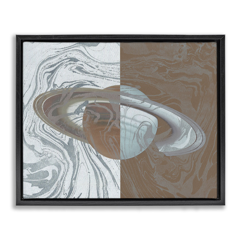 "Abstrait marbré", art mural sur toile flottante par Daphne Polselli, H 25 po x l 31 po, Cadre flottant noir de jais