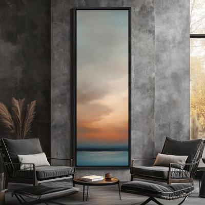 Cloud Sky Framed Canvas Wall Art - Beach Landscape Print for Modern Wall Decor
