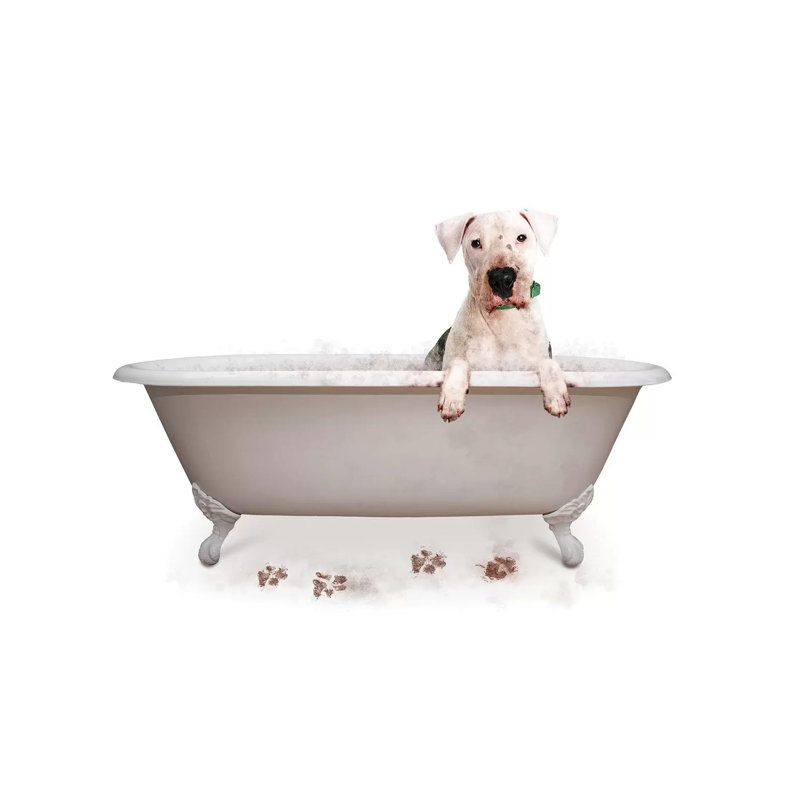 «Muddy Dog in Bath Tub», impression sur toile tendue, H 18 po x l 26 po x P 1,5 po