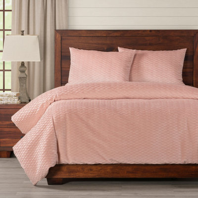 Pleated Velvet Pink Duvet Cover Set