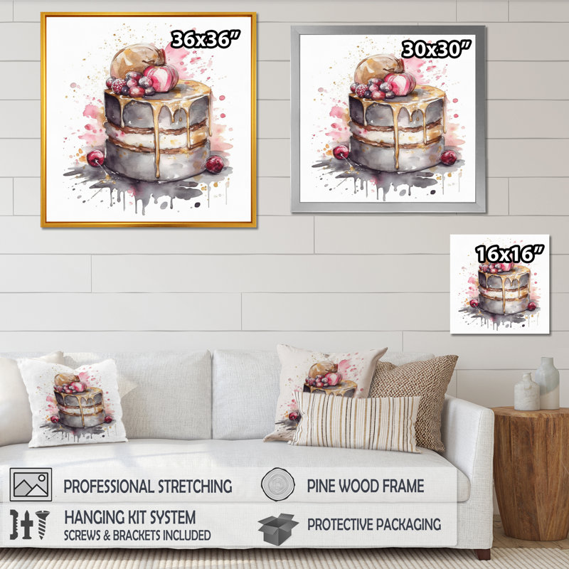 Tentation d'un délicieux gâteau IV sur toile, H 16 po x l 16 po x P 1 po
