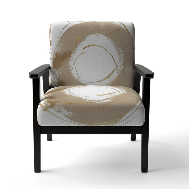 Fauteuil d'appoint rembourré «Giampaola - Gold Circle», Crème / Blanc