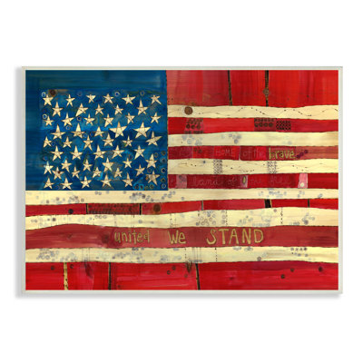 «United We Stand Independence Day», art mural sur plaque de drapeau américain par Stephanie Burgess
