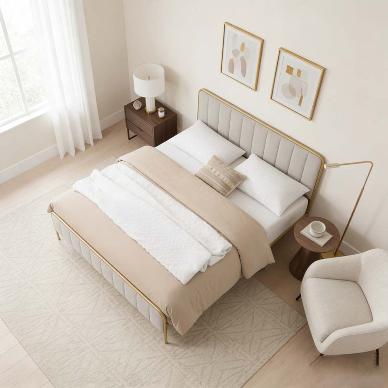 Structure de lit tapissier pour grand lit, Kaki