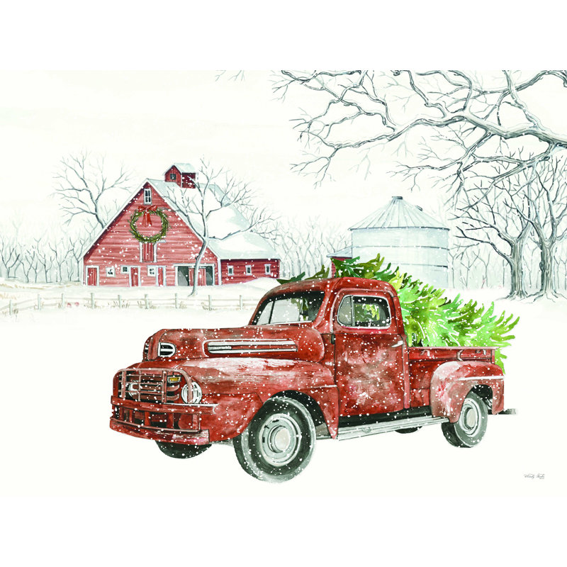 Christmas Barn - reproduction sur toile tendue, H 36 po x l 48 po