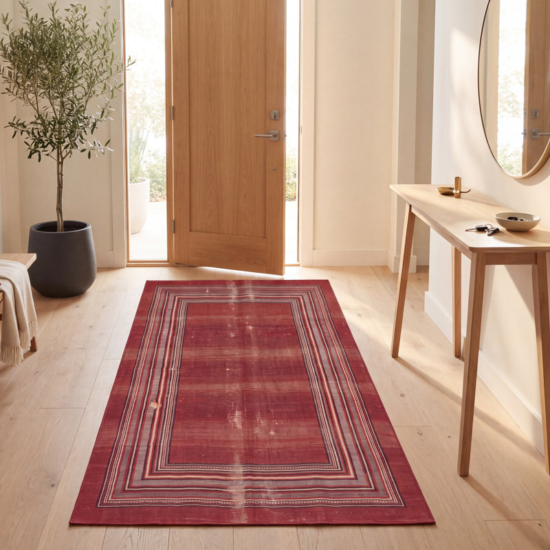 Tapis Ripple2 moderne, minimaliste, à bordure géométrique, rouge, noir, gris et blanc, antidérapant, à poils courts, pour l'intérieur et l'extérieur, adapté aux animaux domestiques, salon, chambre, salle à manger, entrée, couloir, bureau, lavable