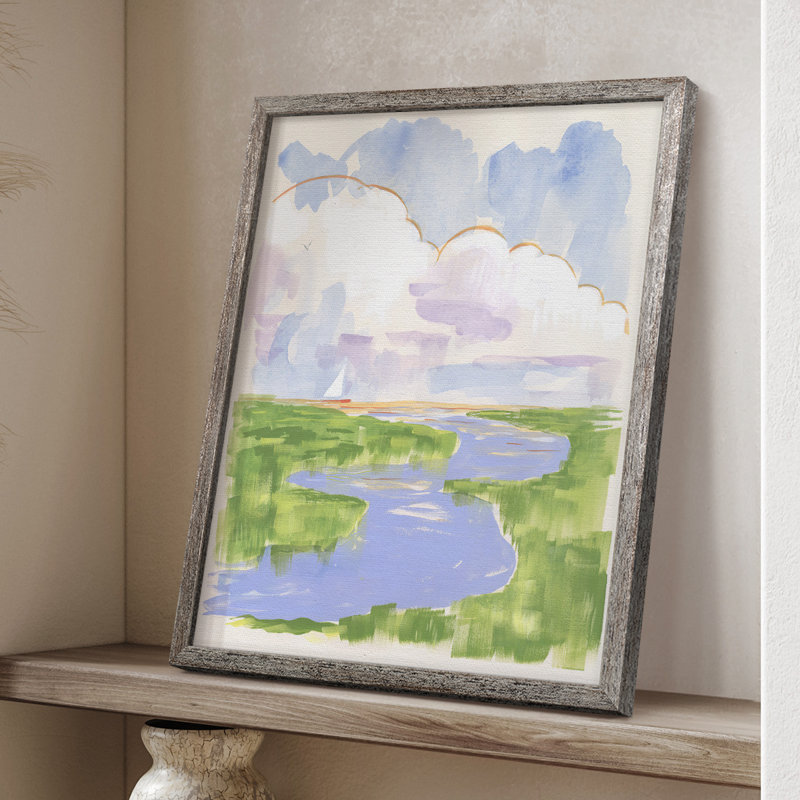 «Low Country River Vista I», reproduction encadrée - bois massif, H 11 po x l 9 po