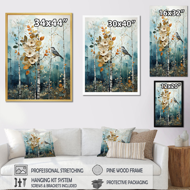 Viviyana " Enchanted Forest II ", White Picture Framed, 32" H x 16" W x 1" D