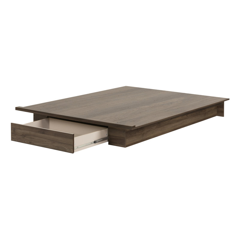 Serrano Queen Platform Bed With Drawer, Dark Brown