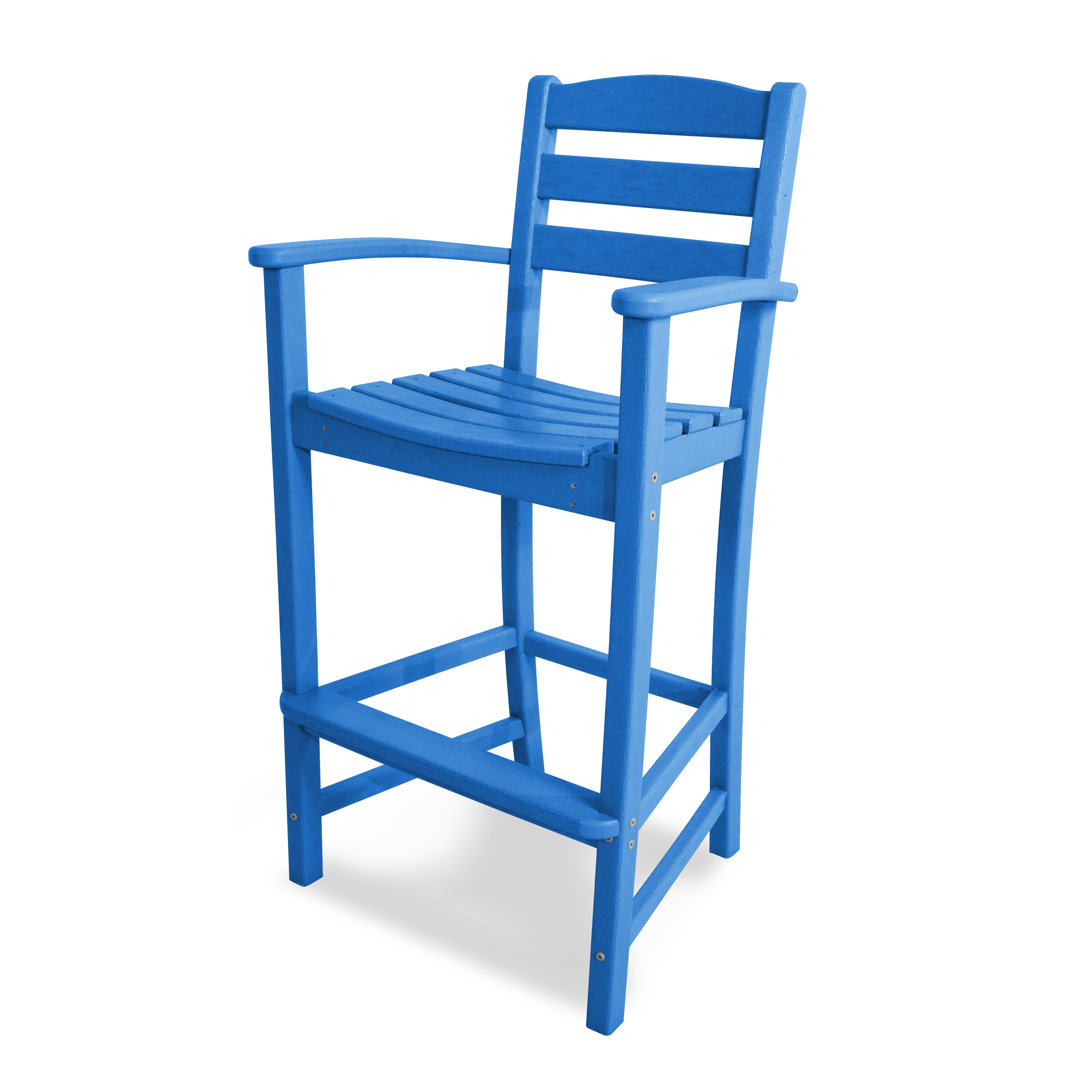 POLYWOOD La Casa Café Bar Arm Chair POLYWOOD® Frame Color: Pacific Blue Seat to Floor Height: Bar Stool (30.13" Seat Height)