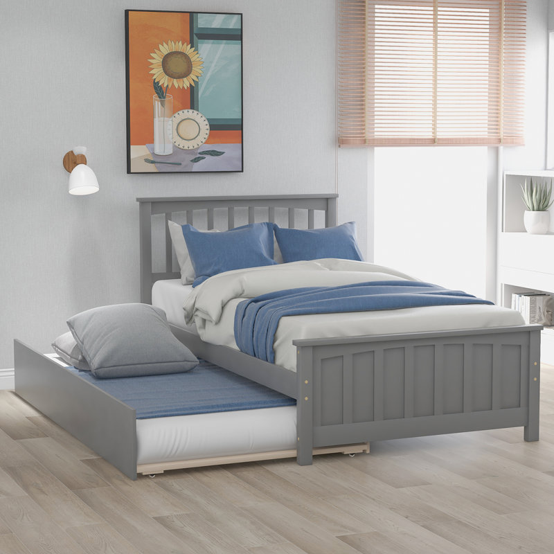 Lit simple simple avec lit gigogne, Gris