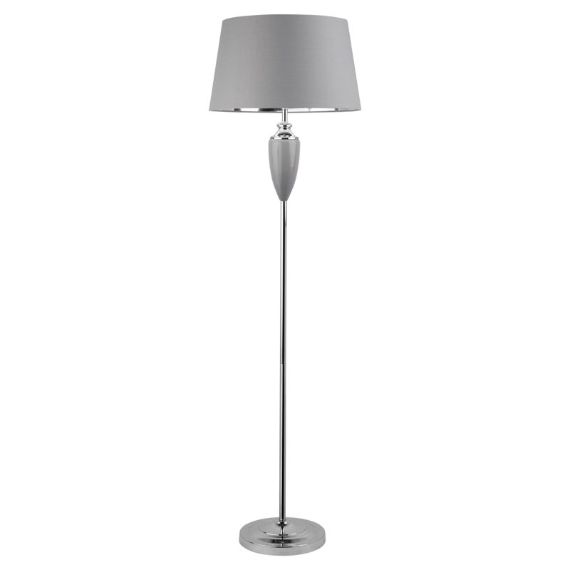 Edie 154cm Traditional Floor Lamp, Grey Chrome, Grey