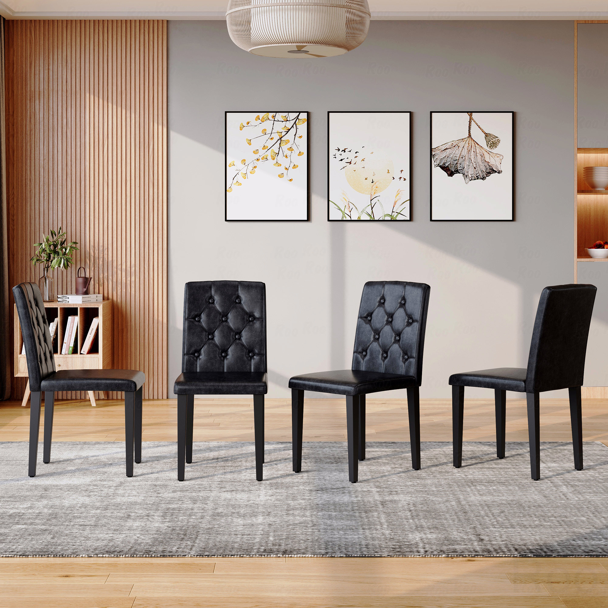 Red Barrel Studio® 4-Pack Pu Dining Chairs: Ergonomic Buckle Backrest ...