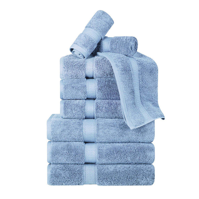 Scotia Egyptian Cotton Bath Towel Set, Light Blue, 9Pc Towel Set  (3Bath, 3Hand, 3Face)