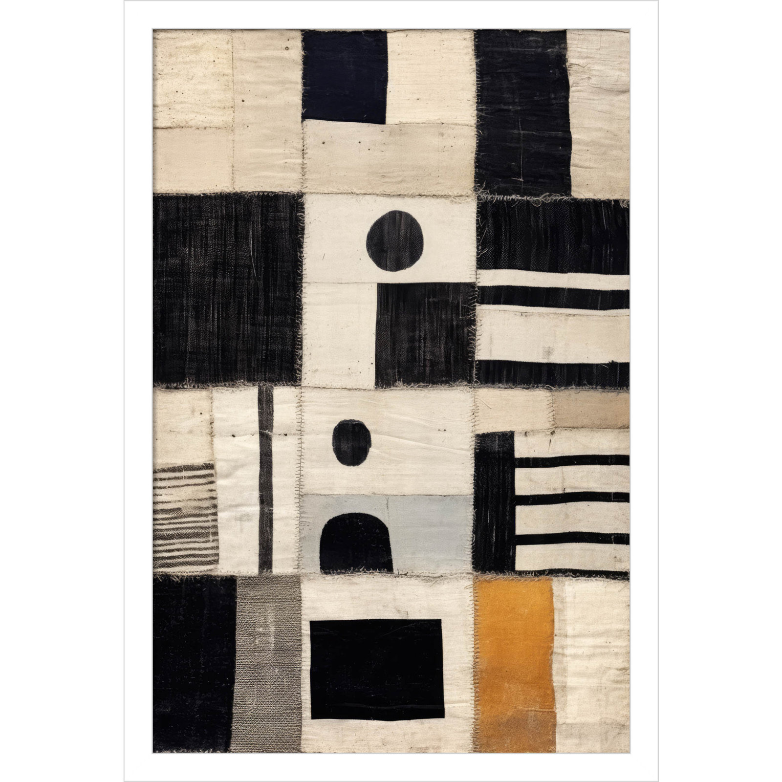 Sewn Fabric by Treechild  Wood Framed Wall Art Print, White, 21" H x 15" W