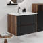 Meuble-lavabo moderne de 24 po - Noir doux et couleur noyer. Grand rangement avec trop-plein en céramique. Système de système de fermeture en douceur silencieuse. Rangement spacieux intégré, fonctionnel-1083718137