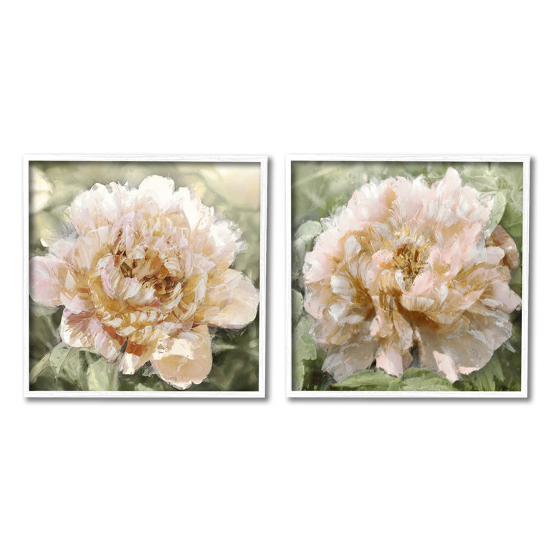 «Carnation Plant Blooming Garden», ensemble de 2 giclées encadrées par Shawna Sullivan, H 17 po x l 17 po x P 1,5 po, Blanc