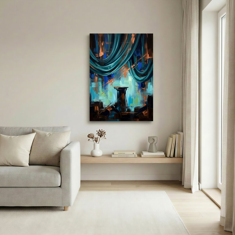 Ensemble de 1 toile abstraite à motifs de draperies, 40"H x 28"W, Wrapped Canvas