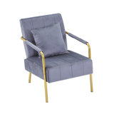 Ernst Modern Accent Chair Luxurious Velvet Couch With Gold-Tone Metal Arms & Legs For Living Room, Home Office & Studio